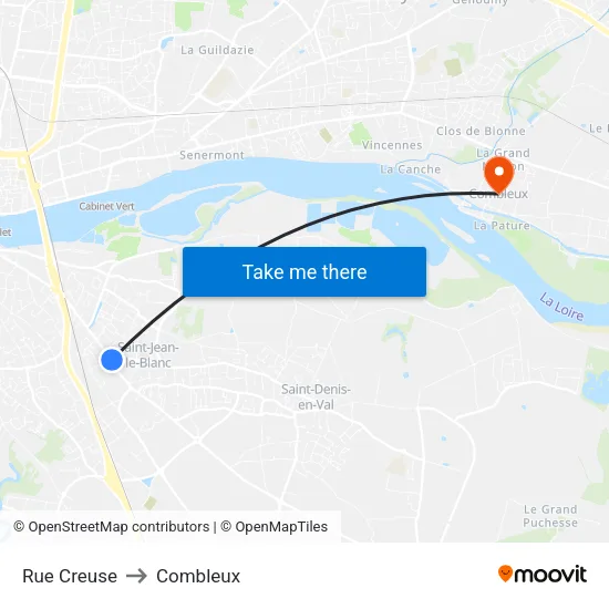 Rue Creuse to Combleux map