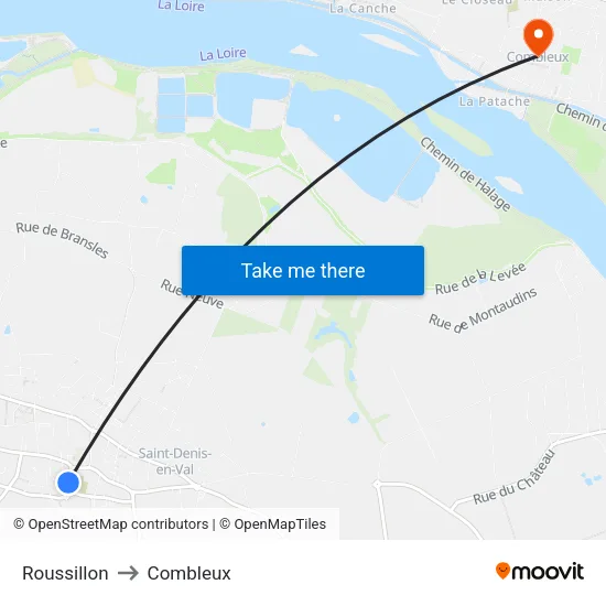 Roussillon to Combleux map