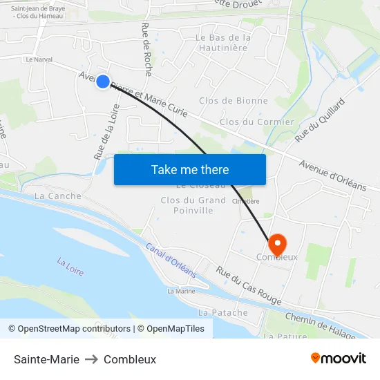 Sainte-Marie to Combleux map