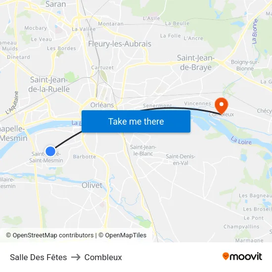 Salle Des Fêtes to Combleux map