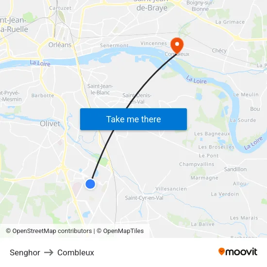 Senghor to Combleux map