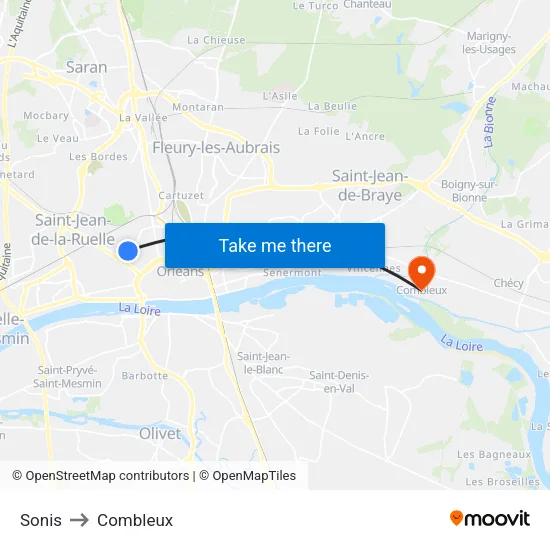 Sonis to Combleux map