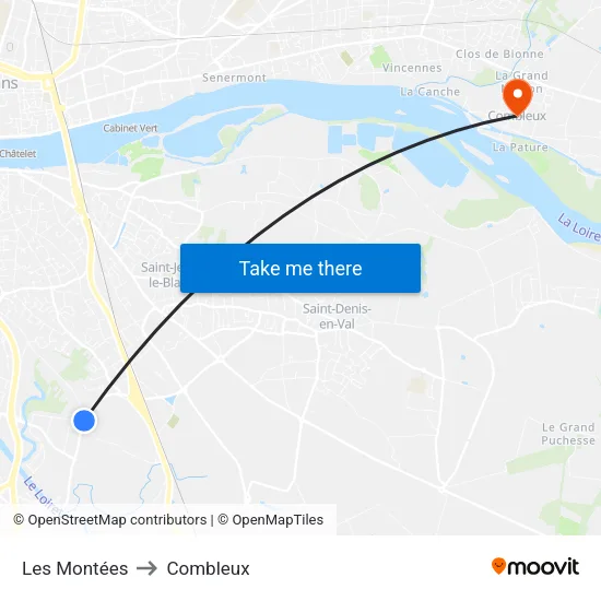Les Montées to Combleux map