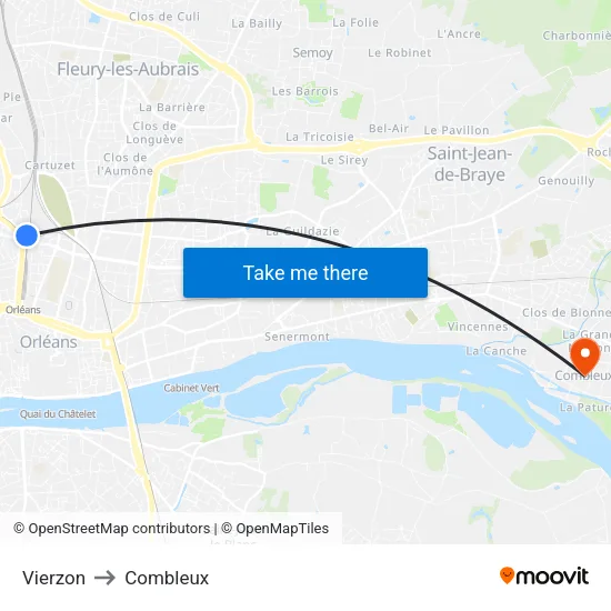 Vierzon to Combleux map
