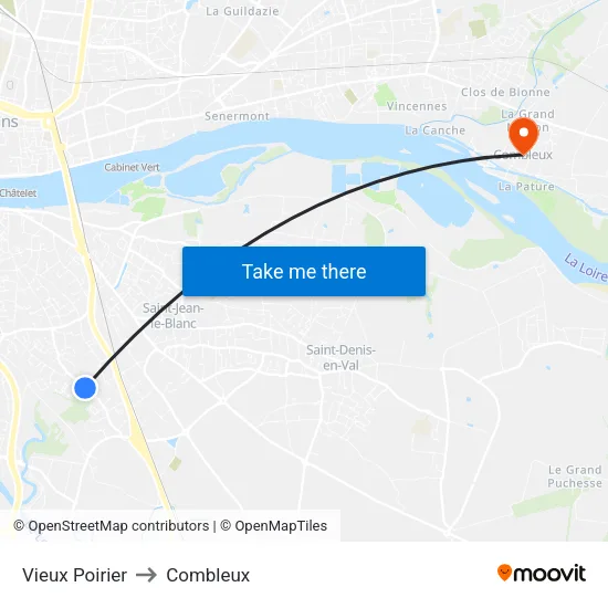 Vieux Poirier to Combleux map