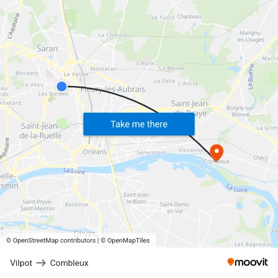 Vilpot to Combleux map