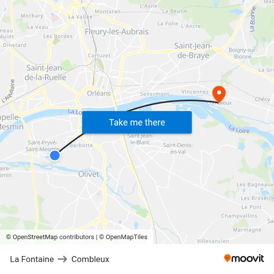 La Fontaine to Combleux map