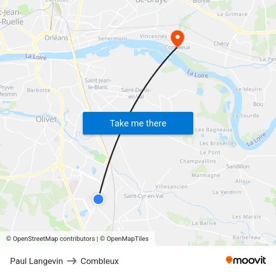 Paul Langevin to Combleux map