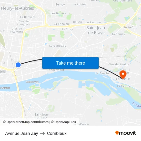 Avenue Jean Zay to Combleux map