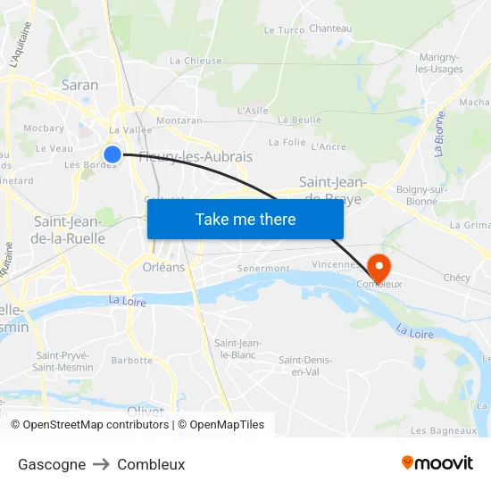 Gascogne to Combleux map