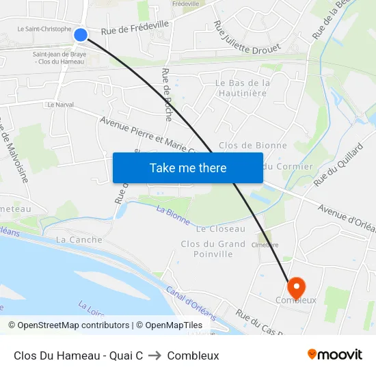 Clos Du Hameau - Quai C to Combleux map