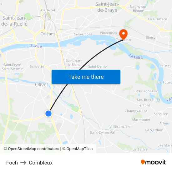 Foch to Combleux map