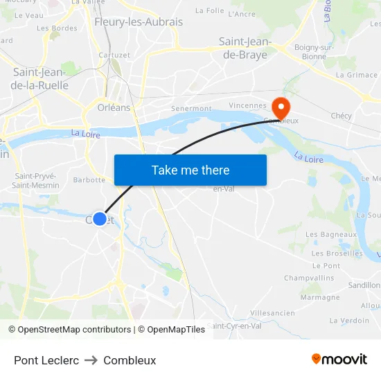 Pont Leclerc to Combleux map