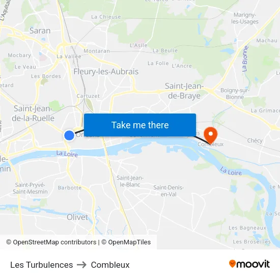 Les Turbulences to Combleux map