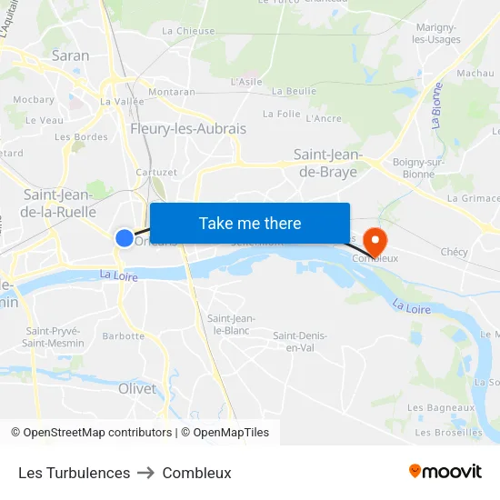 Les Turbulences to Combleux map