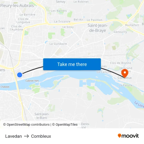 Lavedan to Combleux map