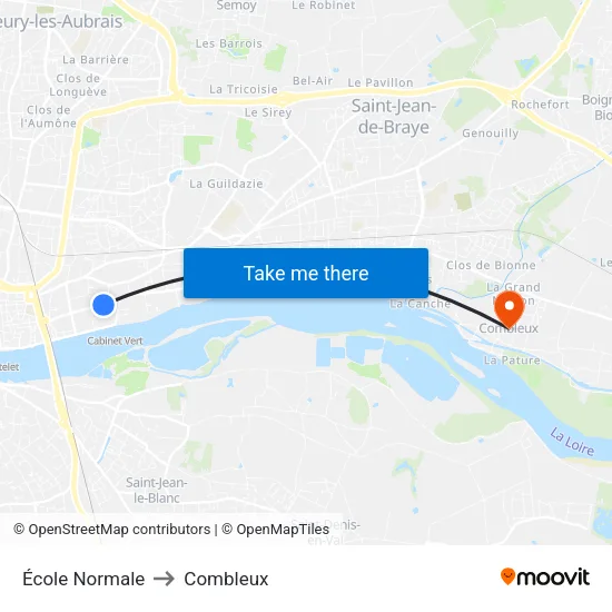 École Normale to Combleux map