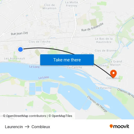 Laurencin to Combleux map