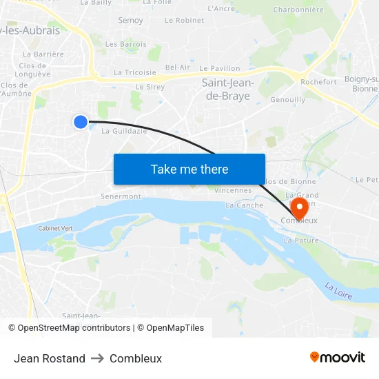Jean Rostand to Combleux map