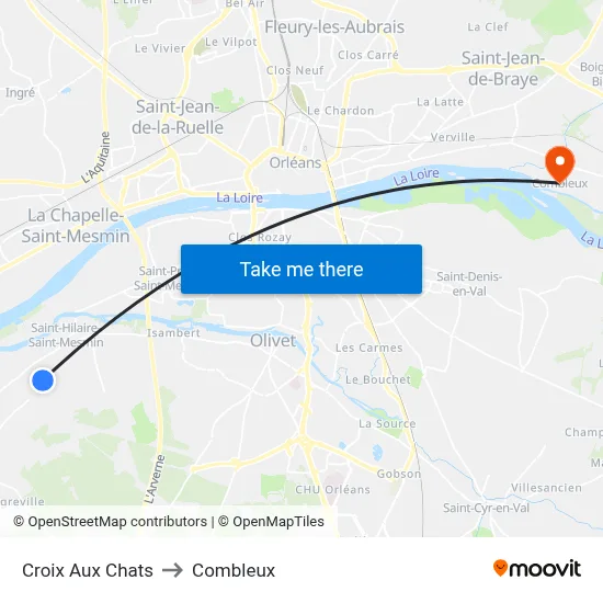 Croix Aux Chats to Combleux map