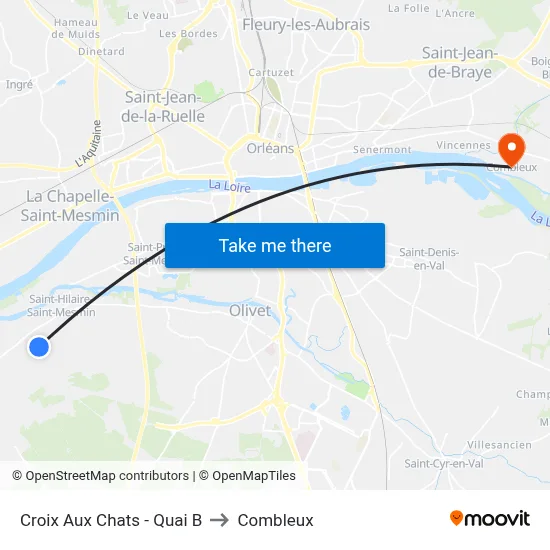 Croix Aux Chats - Quai B to Combleux map