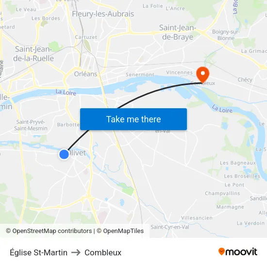 Église St-Martin to Combleux map