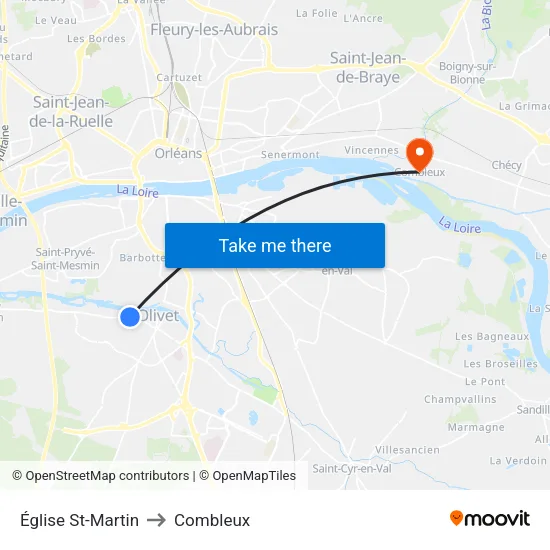Église St-Martin to Combleux map