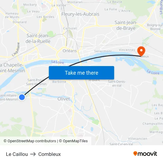 Le Caillou to Combleux map