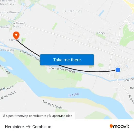 Herpinière to Combleux map