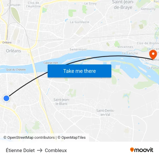 Étienne Dolet to Combleux map