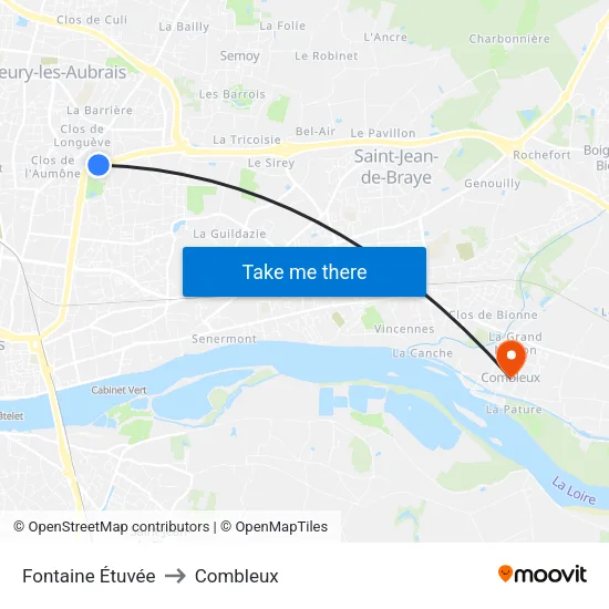 Fontaine Étuvée to Combleux map