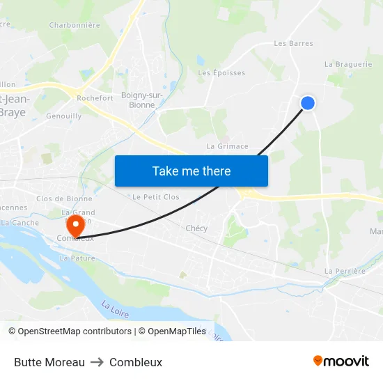 Butte Moreau to Combleux map