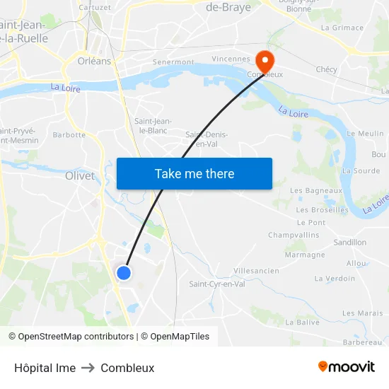 Hôpital-Ime to Combleux map