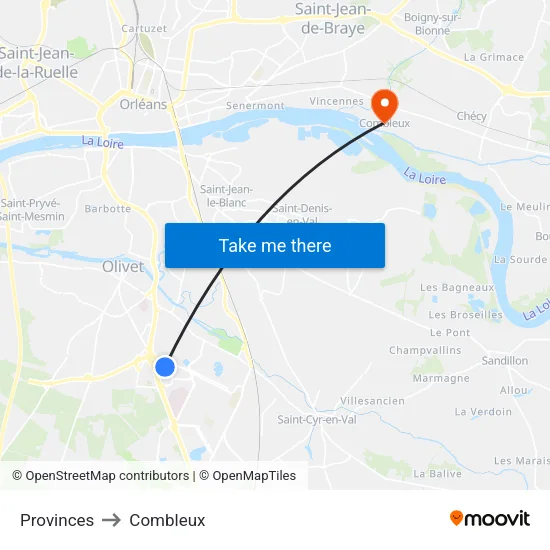 Provinces to Combleux map