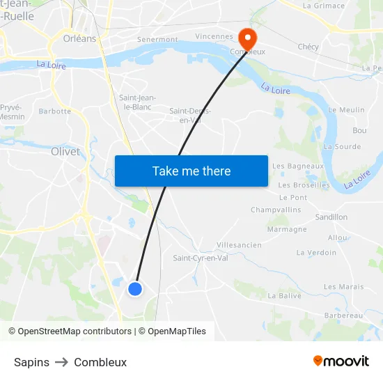 Sapins to Combleux map