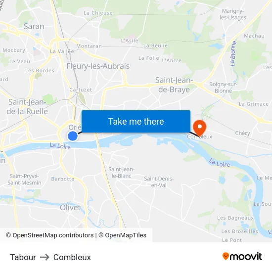 Tabour to Combleux map