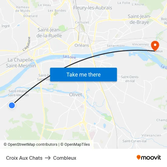 Croix Aux Chats to Combleux map