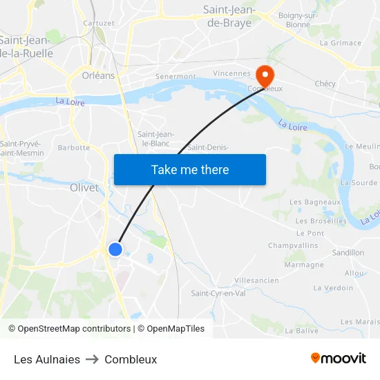 Les Aulnaies to Combleux map