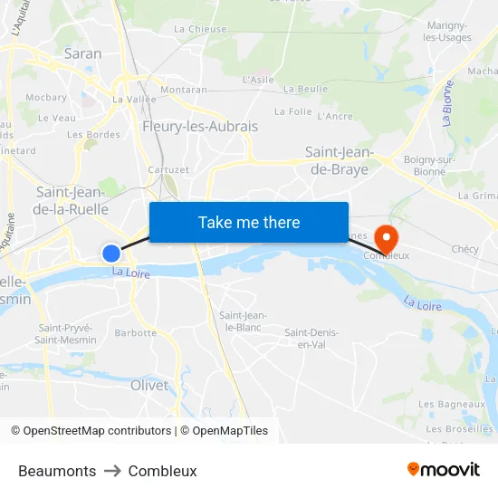 Beaumonts to Combleux map