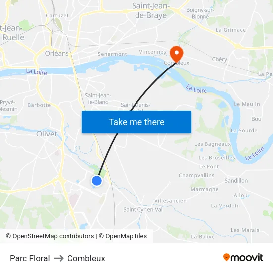 Parc Floral to Combleux map
