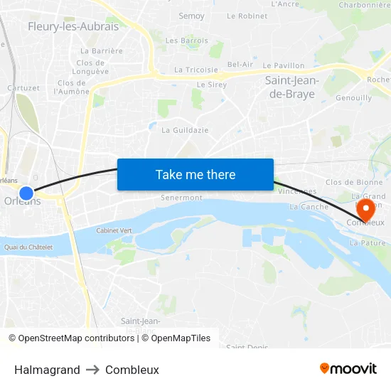 Halmagrand to Combleux map