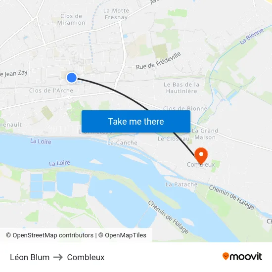Léon Blum to Combleux map