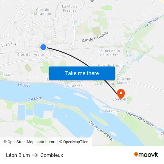Léon Blum to Combleux map