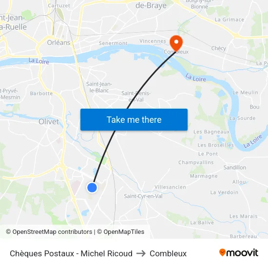 Chèques Postaux - Michel Ricoud to Combleux map