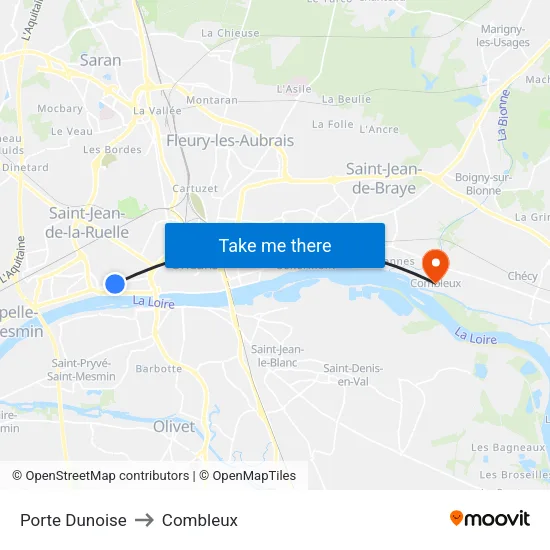 Porte Dunoise to Combleux map