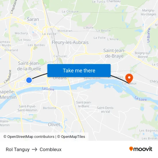 Rol Tanguy to Combleux map