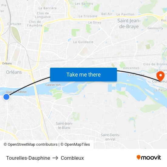Tourelles-Dauphine to Combleux map