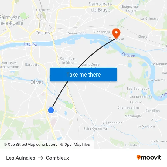 Les Aulnaies to Combleux map