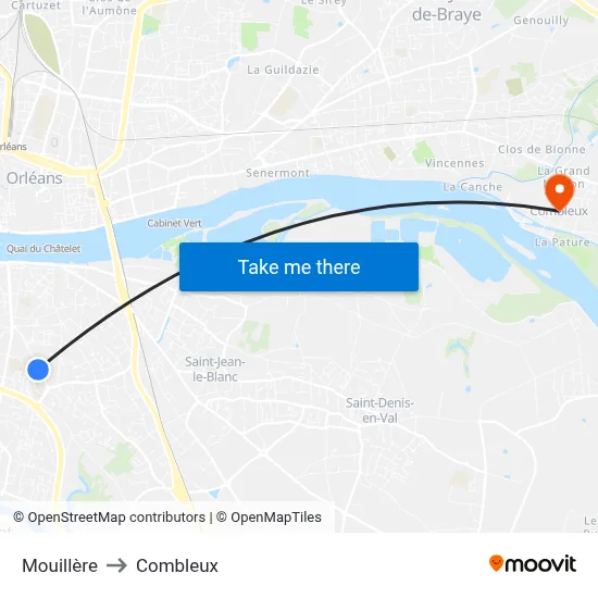Mouillère to Combleux map