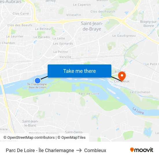 Parc De Loire - Île Charlemagne to Combleux map